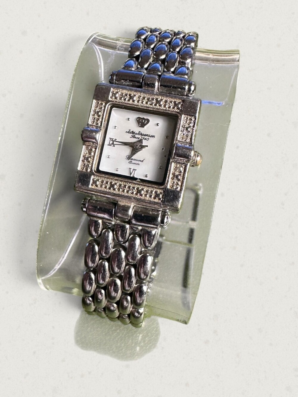 Vintage Jules Jurgensen Diamond Quartz Ladies Tank Watch 7713W